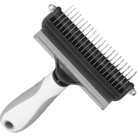 Brosse démêlante 2 en 1 pour chien, peigne en acier inoxydable, grand format, blanche, idéale pour les chiots. (1/5)