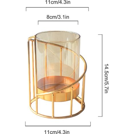 Vase décoratif doré en verre transparent robuste de 16 x 14 cm, idéal pour les mariages artistiques. (1/5)