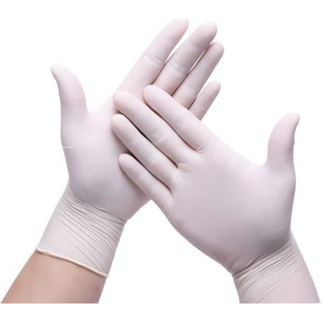 100 gants jetables en latex de caoutchouc nitrile blanc, de qualité alimentaire, gants de nettoyage de laboratoire en plastique épais et durable (1/4)