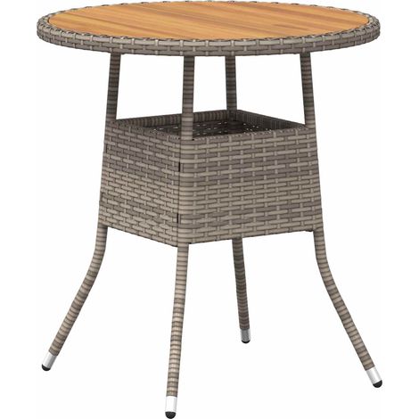 vidaXL Dinner Table Grey and Acacia 70 x 70 x 73 cm Solid Acacia Wood (1/5)