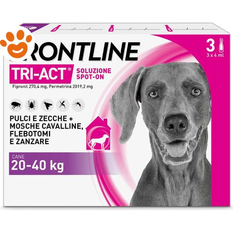Frontline Dog Tri-Act (20-40Kg) - Confezione 3 Pipette - Antiparassitari CANE