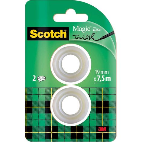 Scotch Nastro adesivo Magic - 2 Rotoli da 19 mm x 7,5 m - Nastro Trasparente Opaco e Scrivibile Ottimo per Casa, Ufficio e Scuola (1/4)