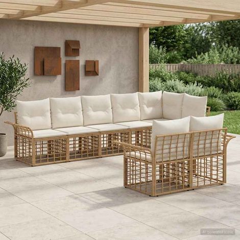 vidaXL Ensemble de canapés d'extérieur 8 pcs Blanc Naturel et Crème (1/5)