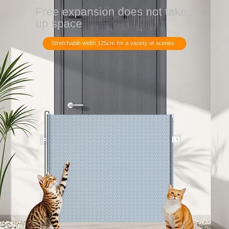 Sécurisez votre maison sans percer – barrière extensible pour chiens et chats Pression – Rétractable – Maille renforcée – Pour escaliers, entrées (1/4)