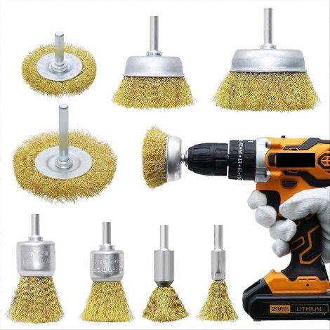 Set mit 8 Messing-Holzbürsten, Messing-Metallbürsten, gelb (1/5)