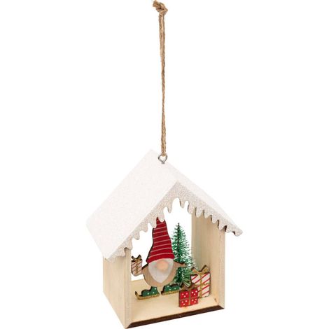 Baumschmuck aus Holz Wichtel Haus grün 11cm - Atmosphera créateur d'intérieur