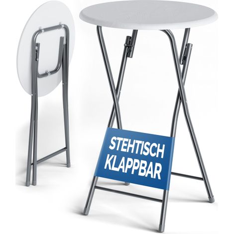 CASARIA® Mesa Alta Plegable Blanca 110,5x60cm Tablero de MDF Mesita de Bar Auxiliar Eventos Exterior Interior (1/5)