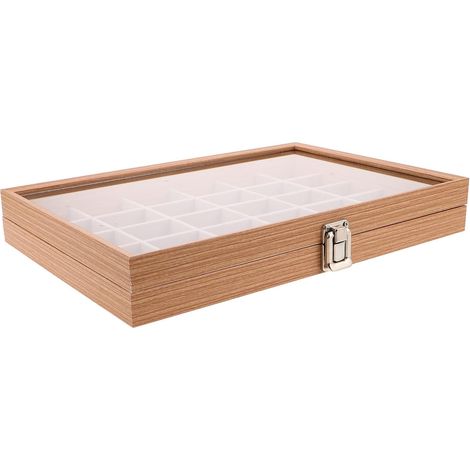 Boîte de Rangement à Compartiments pour Minéraux, 30 Cases en Bois (1/5)