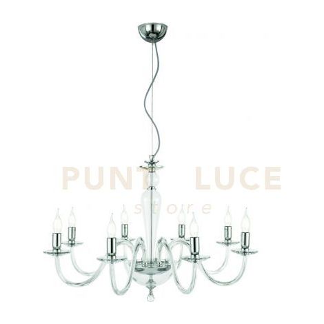 LAMPADARIO PAGANINI 8 LUCI BIANCO CROMO ATTACCO E14 D.84CM