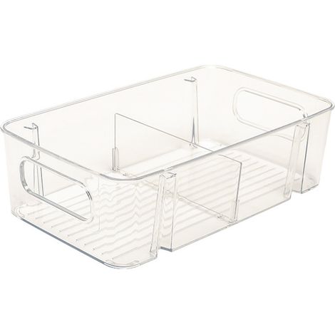 1Boîte de conservation alimentaire en plastique avec séparateurs amovibles, adaptée à un usage domestique et en cuisine. (1/5)
