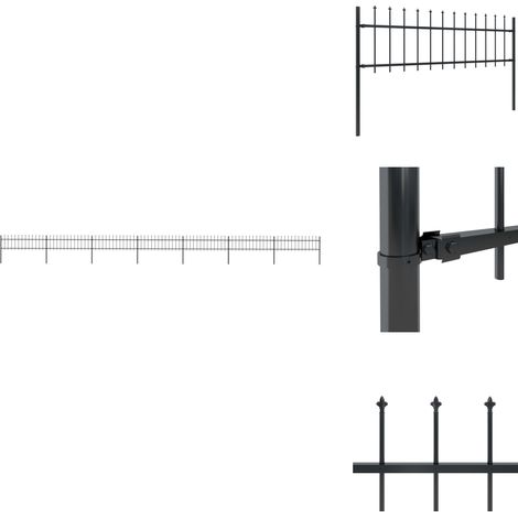 Gartenzaun mit Speerspitzen Stahl 11,9 x 0,6 m Schwarz - Gartenzaun - Stahltür - Metallzaun - Zaunsystem - Sicherheitszaun (1/5)