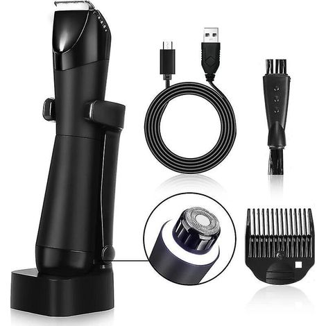 tondeuse Corps Homme, 2 En 1 Rasoir Corps Homme Ipx7 Tanche, Tondeuse Intime Homme Avec Lames Cramique Anti-coupure, Sabot Rglable, Socle De Recha (1/5)