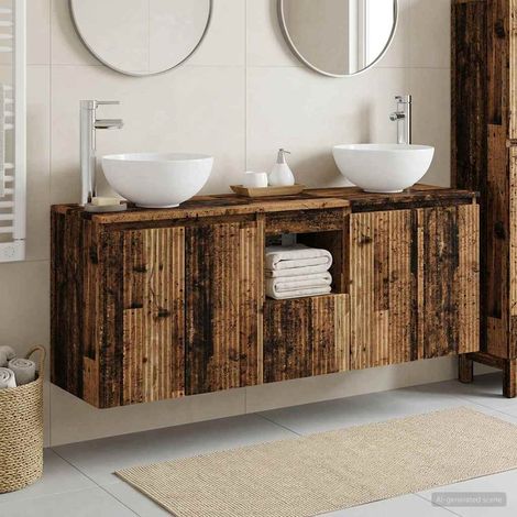 vidaXL Set di Armadi da Bagno 3 pz Legno antico 129 x 35 x 80 cm (1/5)