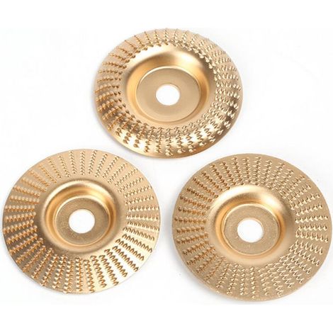 Set mit 3 100-mm-Hartmetall-Holzschleifscheiben zum Profilieren, Schleifen und Trennen. Schleifscheibe für Winkelschleifer. (1/4)