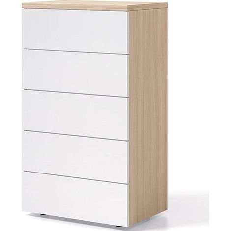 Mobile Cassettiera Mobiletto 5 Cassetti in Legno Design Moderno 61x40x110 Bianco (1/4)