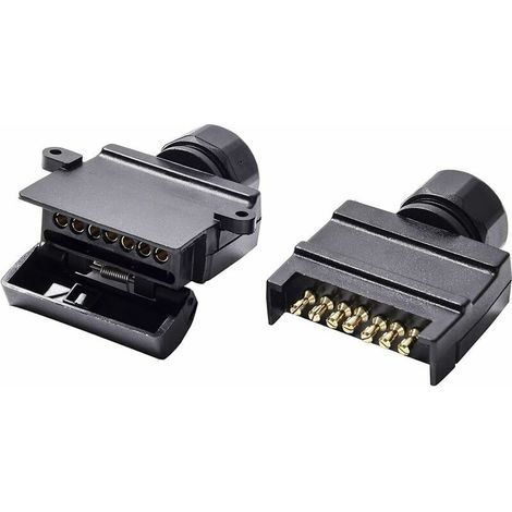 Flacher 7-poliger Stecker und flache 7-polige Buchse für Anhänger, 12 V, wasserdicht, australischer Standard, geeignet für LKW und Wohnmobil (Schraubanschluss)