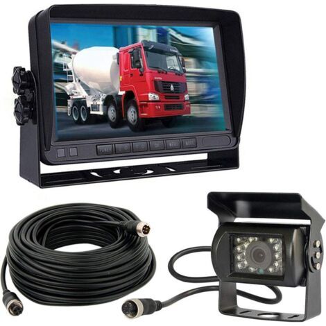 VURAHOME - Système de caméra de recul 12V-24V avec moniteur TFT LCD 7' – Caméra étanche vision nocturne 120° – Câble 4 broches anti-interférences - 18LED (1/5)