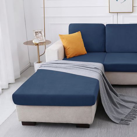 Housse pour lit, canapé ou canapé d'angle CHAMBERS, en velours bleu marine (1/5)