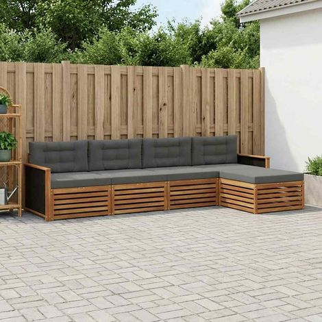 vidaXL Outdoor-Sofagarnitur 5 pcs Natur und Anthrazit Polyester (1/5)