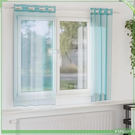 4102144 Rideaux en voile avec illets 2 pcs turquoise (1/5)