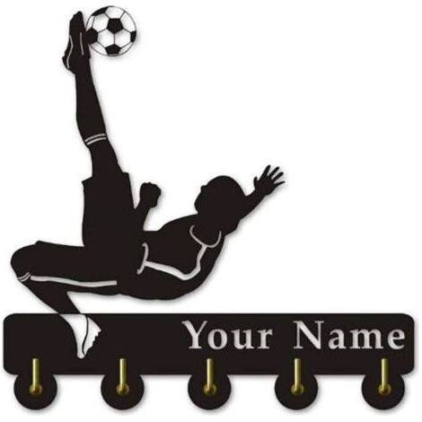 Personalisiere deinen Namen für coole Fußballmotive. Kleiderbügel aus Holz. Einzigartiges Geschenk. Kleidung. Hut. Schlüsselhaken/Garderobenhaken/Wandhaken. Dekoration/Handtuchhaken, Schwarz. Haken fü (1/4)