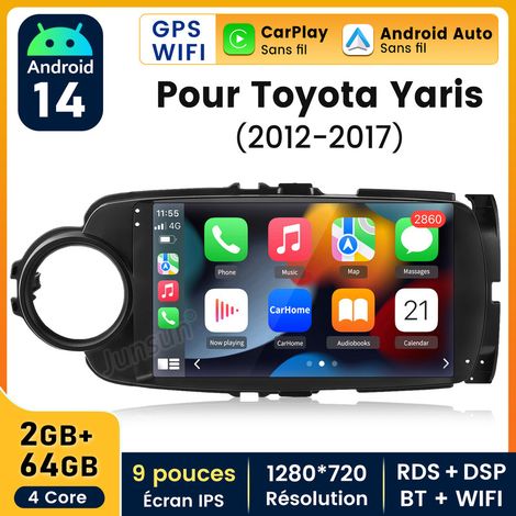 9 pouces Carplay Autoradio pour Toyota Yaris 2012-2017 Android 2+64GB JUNSUN (1/5)