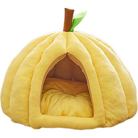 Cave Pour Animaux - Lit Pour Chat Intérieur Forme De Citrouille - Dimensions 40x40x30 Cm - Fond Anti-dérapant - Toit Détachable - Matelas Amovible - Polyester - 1 Pièce (1/5)