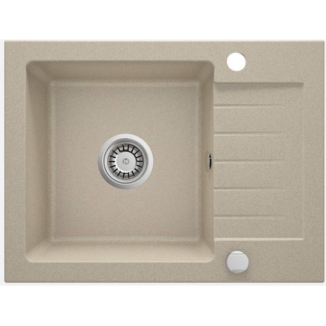 Lavello cucina in granito con 1 vasca e gocciolatoio 58x44 cm sabbia - Zeno