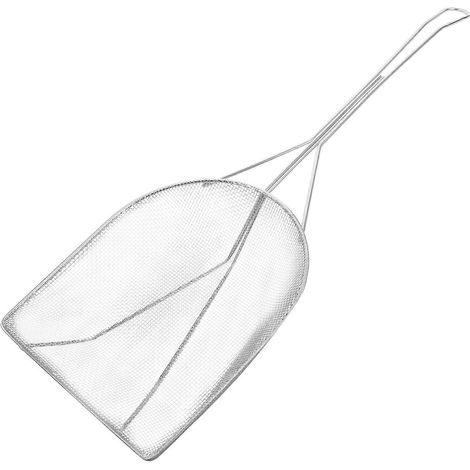 Ölfilter, Sieb, Ölrestlöffel und Spatel aus Edelstahl. – 46,30 x 15,60 x 3,50 cm (1/4)