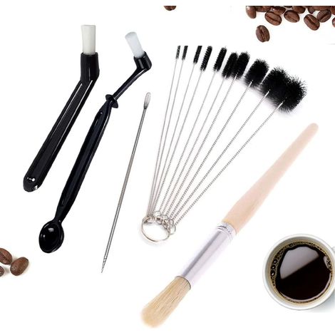 Brosse de Nettoyage pour Machine à Café,Lot de 14 Pratique Accessoires de Nettoyage pour Expresso et Grinder avec 10 Tube Brosse de Nettoyage (1/5)