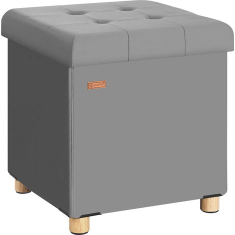CASARIA® Hocker mit Stauraum Samt Faltbar inkl. Füßen 38x38cm 300kg Belastbarkeit Wohnzimmer Schlafzimmer Flur Sitzhocker Fußhocker Polsterhocker Anthrazit