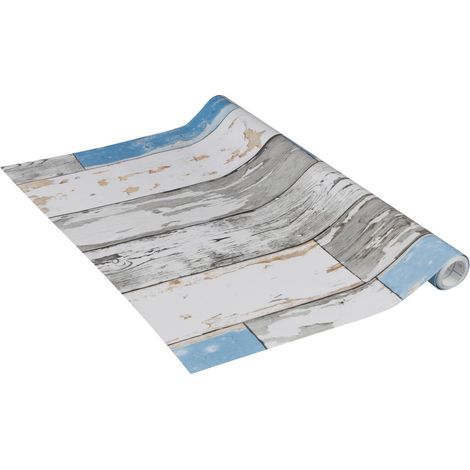 Papier adhésif effet bois Bleu shabby 45cm x 2m, Épaisseur 150μ Film autocollant pour meuble et cuisine, film décoratif, papier peint PVC sans phtalates Fabriqué en UE (1/5)