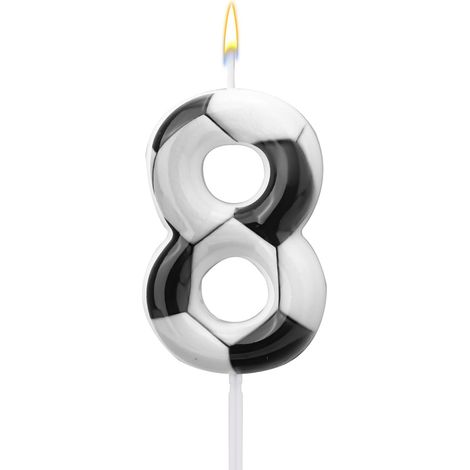 Football Bougie, Bougie Numéro Anniversaire Décoration Gâteau Football Gâteaux à Thème Sportif pour Garçons Filles Fournitures Décoration Fête D'Anniversaire (Numéro 8)