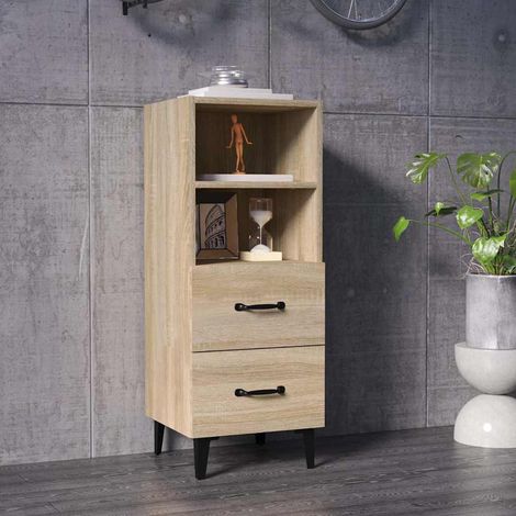 Aparador madera contrachapada color roble Sonoma 34,5x34x90 cm (1/4)
