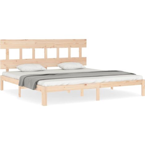 Cadre de lit avec tête de lit 200x200 bois massif (1/5)