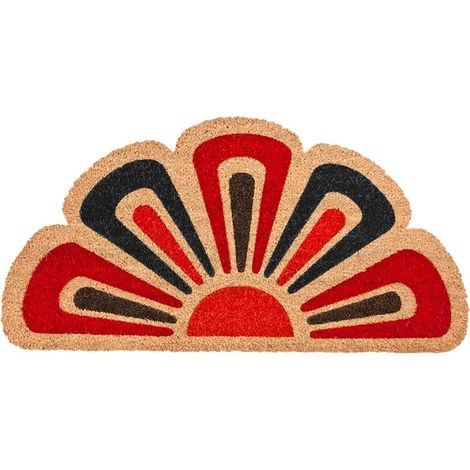 Zerbino Cocco Foglia Semiluna 40x80 cm Retro Antiscivolo Raschia Fango Ingresso - B
