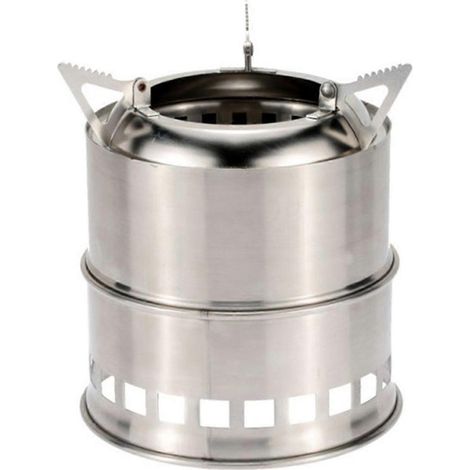 Poêle à bois en acier inoxydable, réchaud à bois de chauffage, réchaud à alcool de camping, brûleur extérieur pour la cuisine, les pique-niques, les barbecues, le camping et les voyages (1/5)