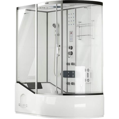 Home Deluxe – Cabine de douche 2in1 – 170 x 90 x 220 cm – Douche à effet pluie, massage des pieds, radio, verre de sécurité – Blanc