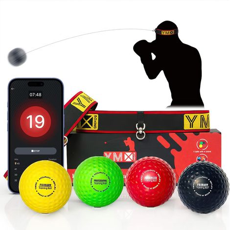 BOXING Ultimate Reflex Ball Set - 4 React Reflex Ball - 2 Bandeaux Ajustables, pour améliorer Le Temps de réaction, la précision, Le Focus et la Coordination Yeux Mains, Entrainement pour Boxe (1/5)