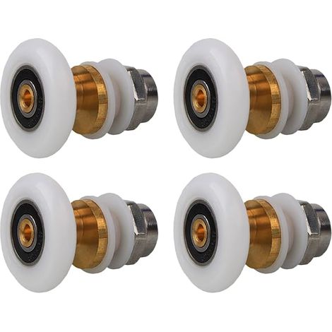 Poulie de porte de salle de douche 23mm, poulie de porte coulissante de salle de douche en laiton 4 pièces pour remplacer la poulie de porte coulissante en verre de salle de douche (23mm) (1/5)