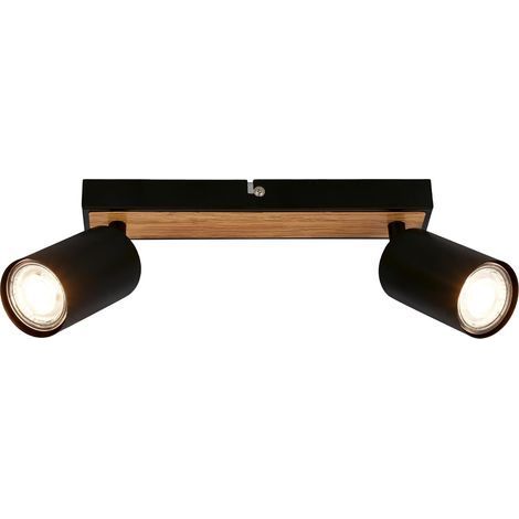 1 Plafonnier, Douille GU10, Max 9W, Métal Bois, Orientable, Intérieur (1/5)