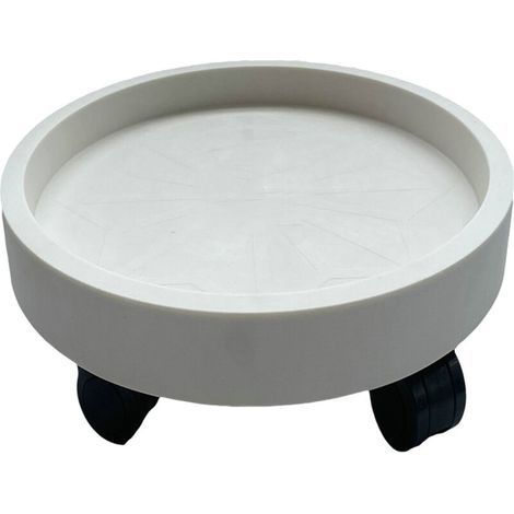 Plateau Roulant pour Pots de Fleurs avec Roues Multidirectionnelles Support Mobile en Plastique Blanc pour Balcon Jardin --Crezuo (1/5)