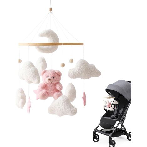 Mobile de Lit Bébé, Mobile Bébé et Nuages, Doudou Sensoriel Romantique Tourne 360° pour Fille Garçon Enfant Berceau Chambre (1/5)