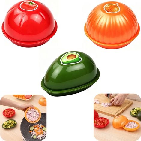 Boîtes de conservation lot de 3 - boîtes compartimentées pour tomates, avocats et oignons, multicolore (1/5)