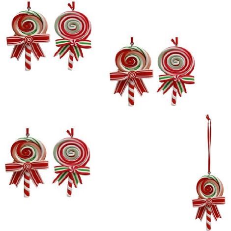 Set di 6 Lecca Lecca Decorazioni per Albero di Natale  caramelle candy Cake Design biscotto grandi cm 9 (1/4)