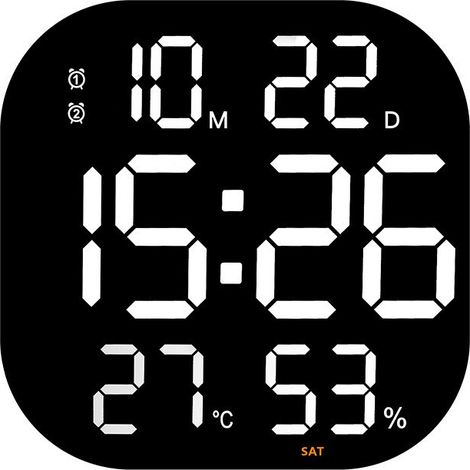 Horloge murale LED avec compte à rebours, décorative en acrylique, grand format, pour salon et salle de sport, 6632, coque noire, lumière blanche (1/5)