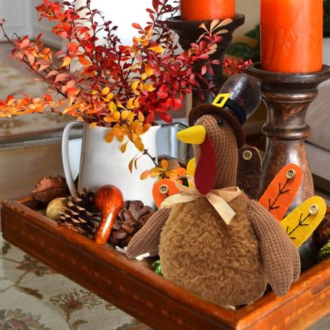 Ornement Dinde - Décoration De Table De Thanksgiving - Figurine Automnale Pour Intérieur - 22x19x11 cm - 1 Pièce (1/3)