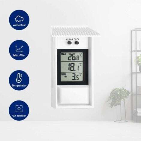 NALOOKAMIC Blanc thermomètre numérique , 30.1053, résistant aux intempéries, utilisable à l'intérieur ou à l'extérieur (1/3)