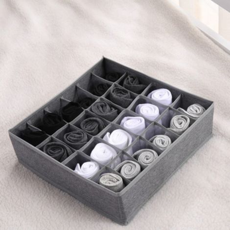 Caja de almacenamiento plegable de tela Oxford con 16 compartimentos, organizador de cajones para calcetines, 32 x 32 x 10 (1/5)