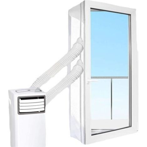 Deux fenêtres à double vitrage avec tissu d'étanchéité, déflecteur d'air conditionné, déflecteur d'air conditionné mobile, tissu d'étanchéité pour climatiseur, 5 mètres de double tube. (1/4)
